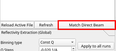 Match Direct Beam button
